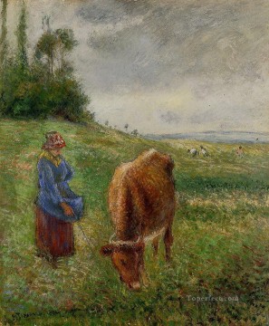 pontoise pastor de vacas 1882 Camille Pissarro Pinturas al óleo